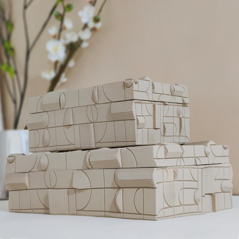 创意桌面收纳盒摆件家居高级感树脂植绒首饰盒客厅家用装饰工艺品