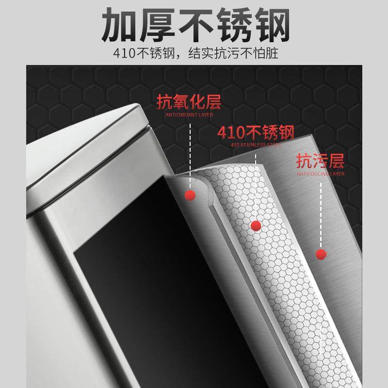 家用不锈钢垃圾桶30l厨房大号脚踏式客厅办公室大容量商用带