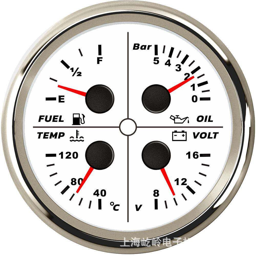 85mm指针油位表水温表油压表电压表4合一多功能仪表改装车用船用