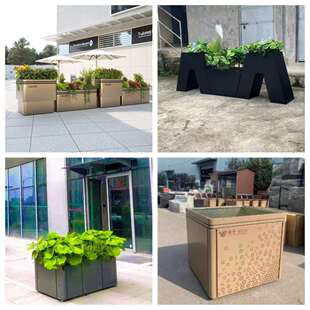 户外不锈钢花箱商业街市政外摆移动花槽售楼部景光花钵花坛种树箱