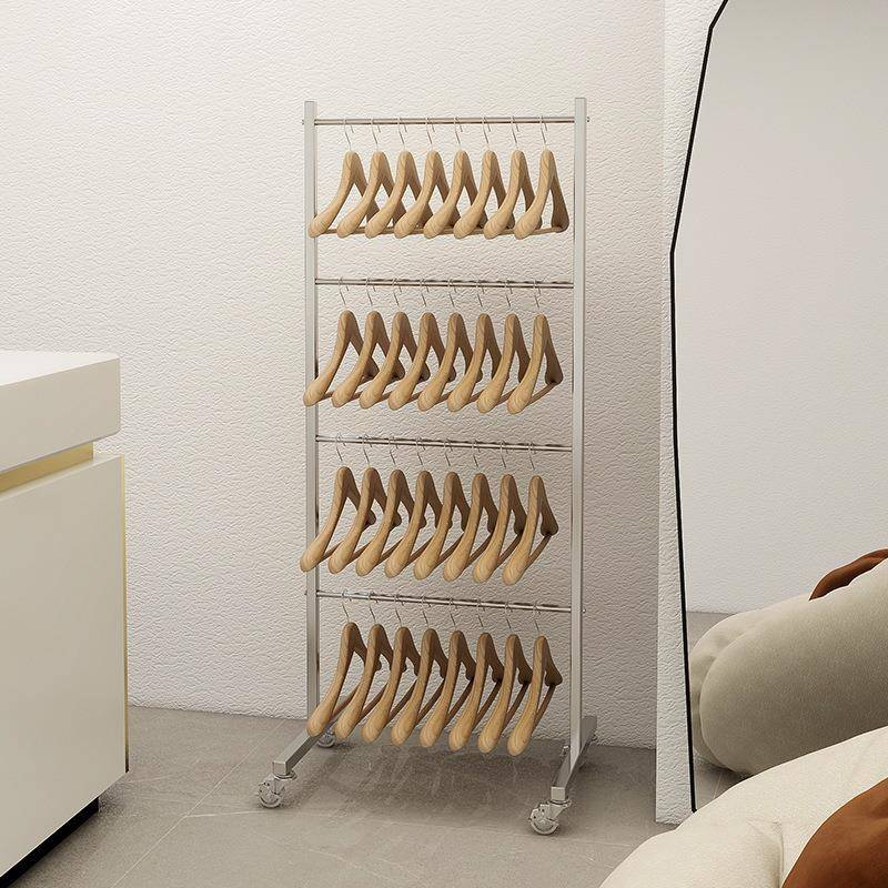 衣架收纳架服装店不锈钢衣架整理神器多层落地式可移动挂衣撑架子