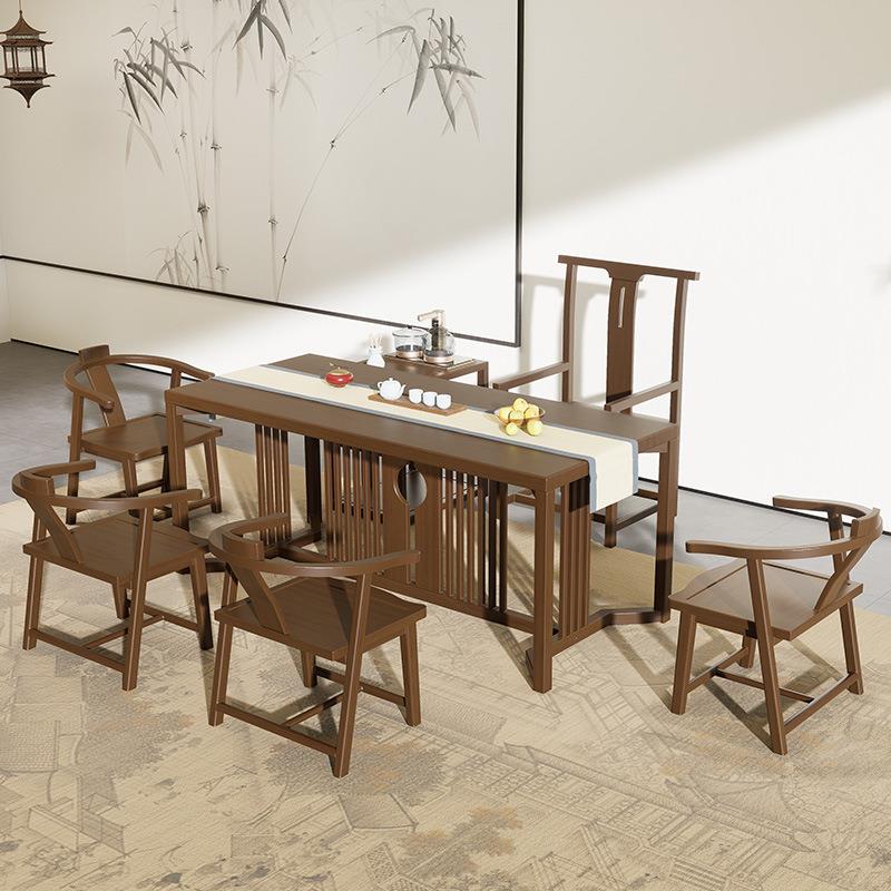 茶台茶桌一体桌家用现代茶桌椅组合榫卯进口松木喝茶桌子茶道套装