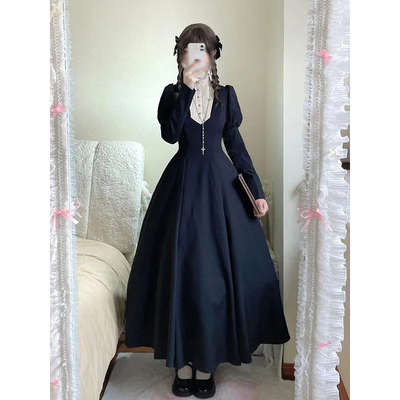 新款设计感收腰显瘦立领长裙子