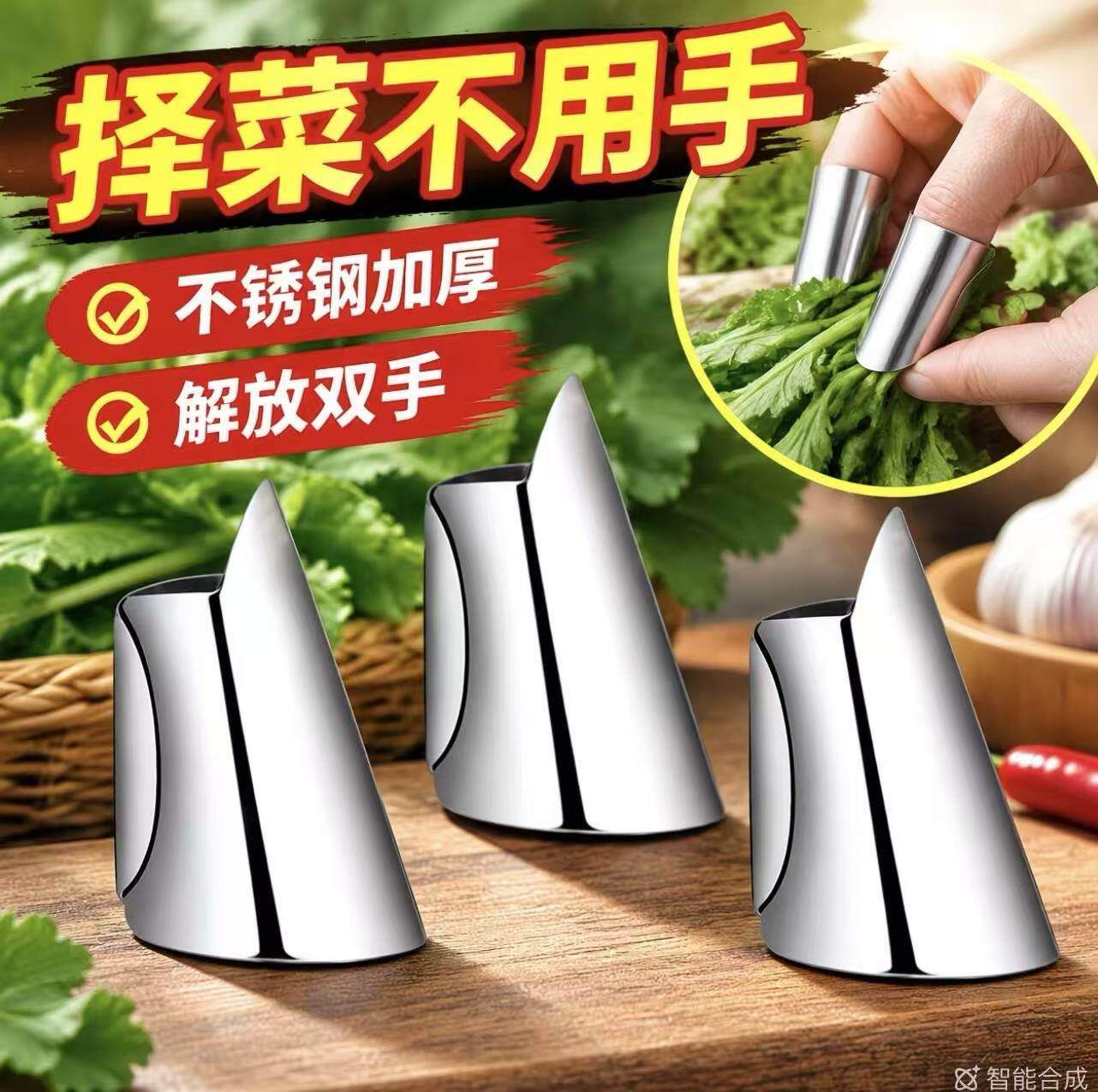 不锈钢摘菜护指铁指甲