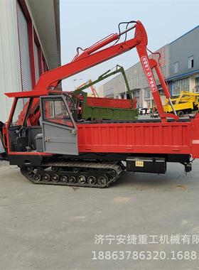 泥田行驶履带随车挖 8吨后桥式履带运输车 后自卸装载履带挖掘机