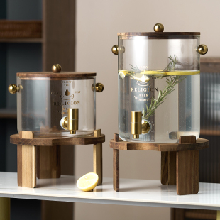 大容量可加热冷水壶带龙头全玻璃煮茶凉水桶可加热保温酒店饮料罐