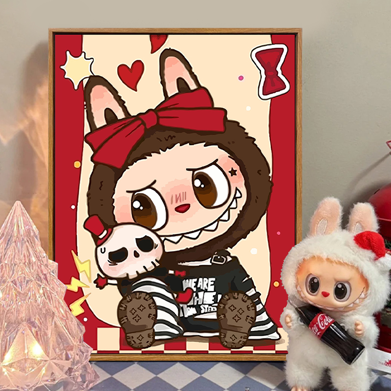 可愛拉布布填充丙烯手工數字油畫