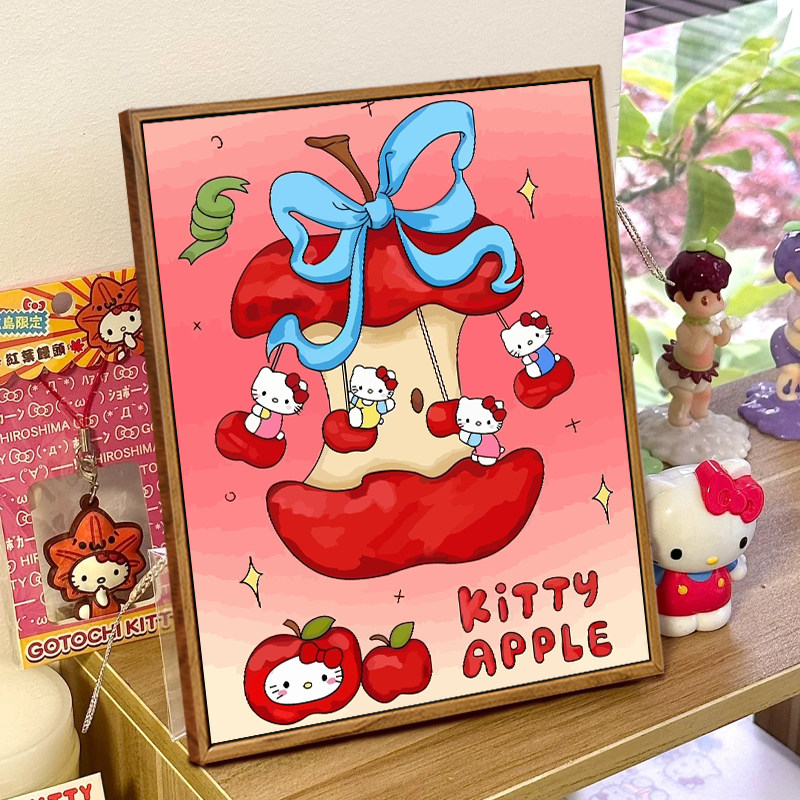 hellokitty-数字油画diy填充手工艺术品卡通可爱kt猫无聊解闷手绘