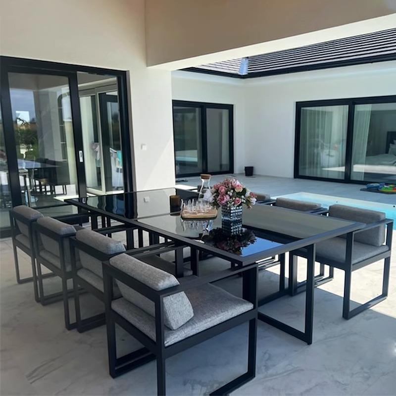 户外桌椅子庭院铝合金露天简约防水防晒室外阳台桌椅三件套家具