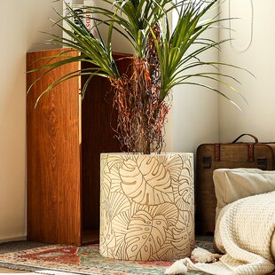 北欧轻奢创意镁泥花盆家用客厅室内大号口径落地南天龟背竹黑金刚