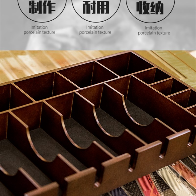 理髲师电推剪架美发工具收纳盒复古油头木架托盘剪刀推子架防滑垫