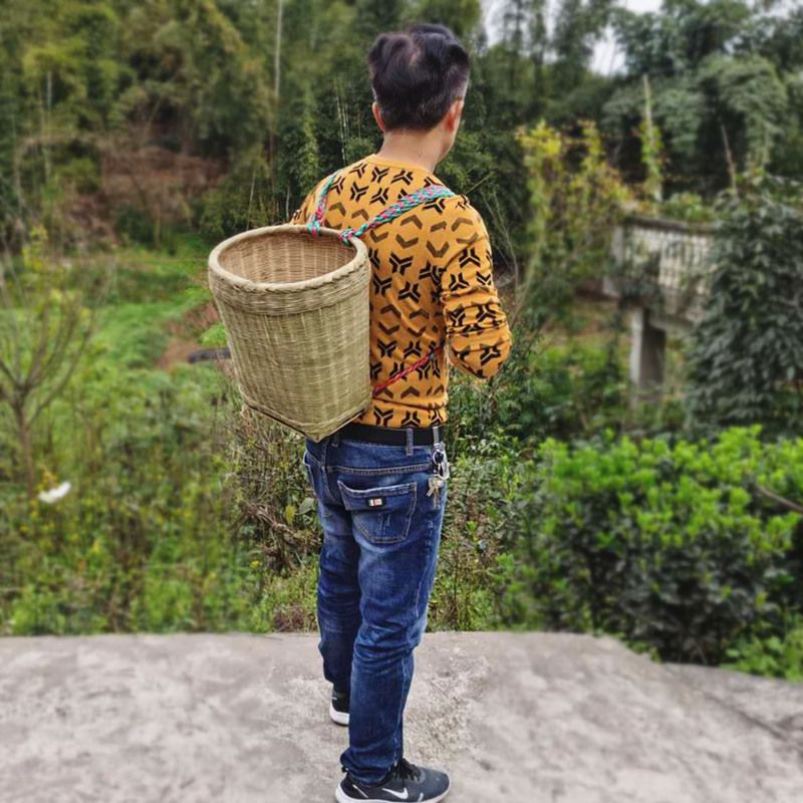 竹编竹背篓纯手工成人家用四川竹子背篼买菜竹筐背筐采茶舞蹈传统