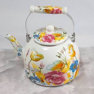 5L升搪瓷烧水壶泡茶壶泡脚大容量水壶花语无瑕大容量冷水壶家用