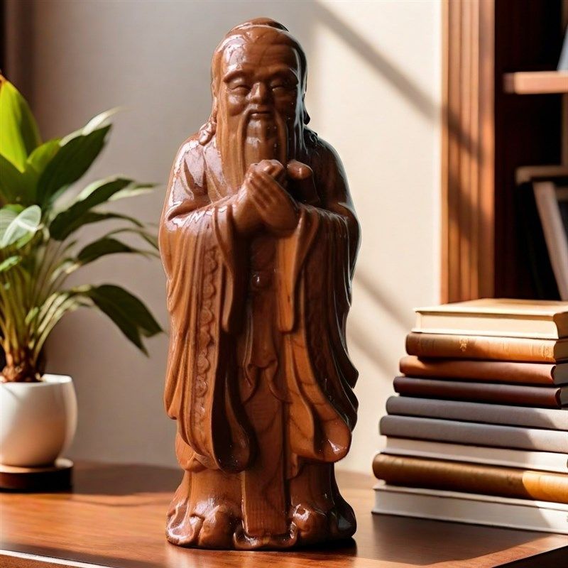孔子像桃木摆件摆桌面送老师礼品客厅书房老子像木雕送13层文昌塔,家居饰品,国学摆件,淘宝优惠券,粉丝福利购,淘宝优惠卷