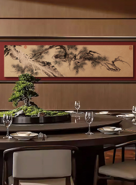 东方美学的新中式装饰画《墨竹图》酒店餐厅风景背景挂画