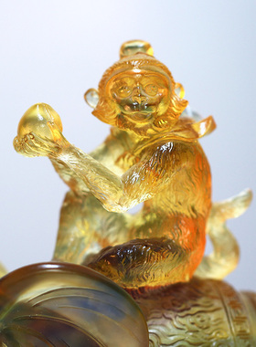 琉璃大象生肖猴子创意摆件居家客厅摆放装饰商务同事送礼封侯拜相