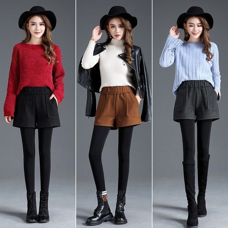 加绒加厚假两件设计感踩脚打底裤女外穿裙裤一体秋冬新款保暖裤子