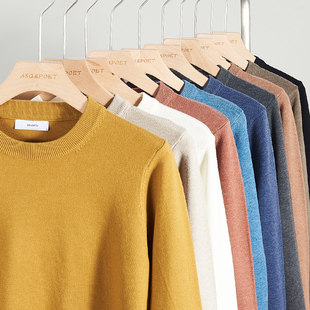 圆领毛衣男士加厚高级感商务修身潮内搭打底休闲保暖长袖针织衫男