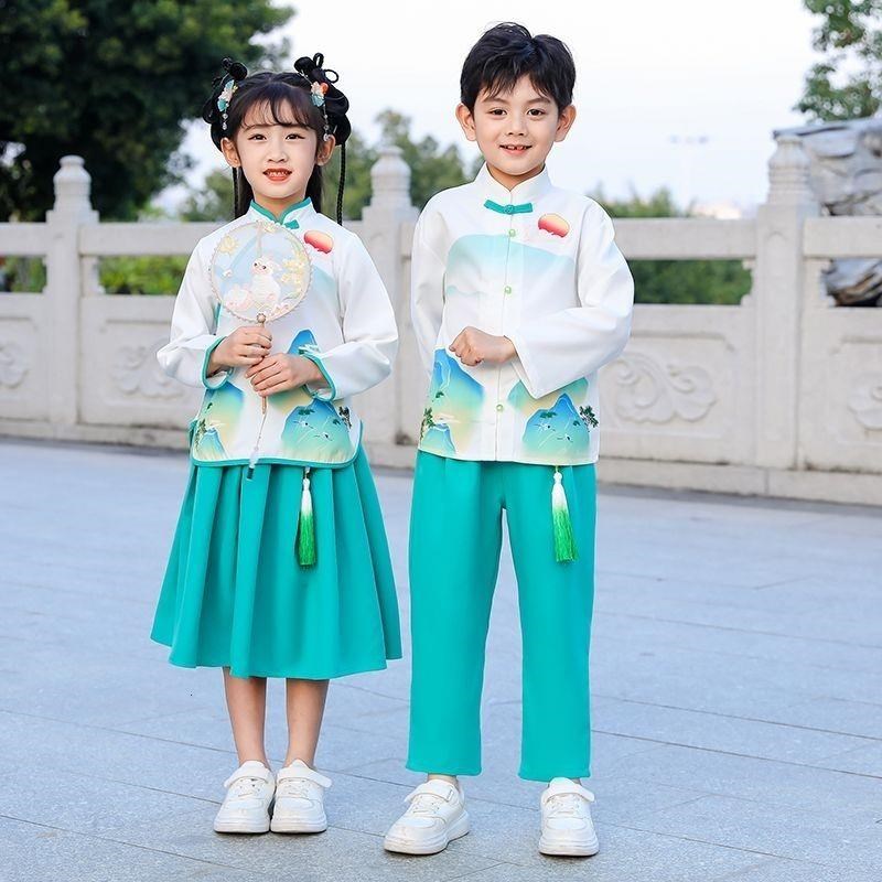 儿童演出服幼儿园毕业典礼服中国风男女汉服小学生合唱服表演服装