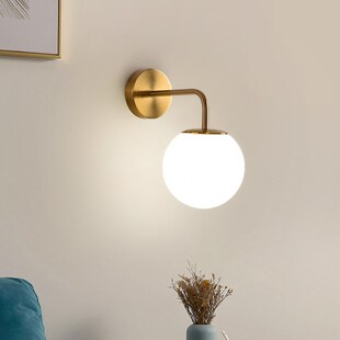 轻奢黄铜卧室床头壁灯简约圆球客厅过道走廊卫生间镜前灯背景墙灯