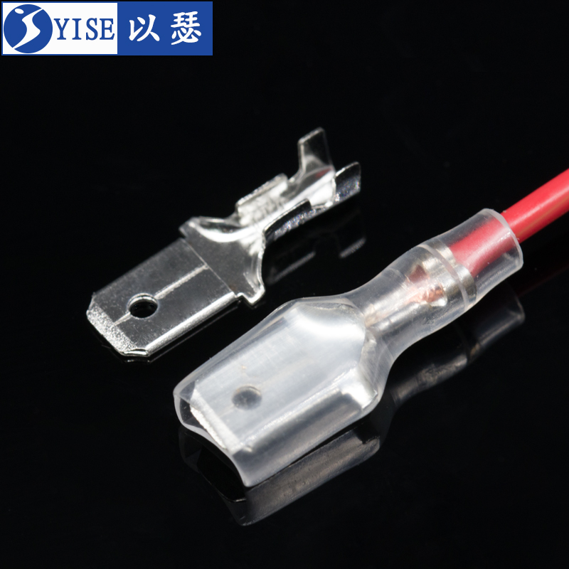 6.3插片带护套 公头对接 电线连接器 冷压接线端子插片端子100套