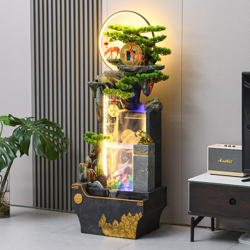 假山流水摆件鱼缸客厅办公室招财落地循环水幕墙造景喷泉乔迁礼物