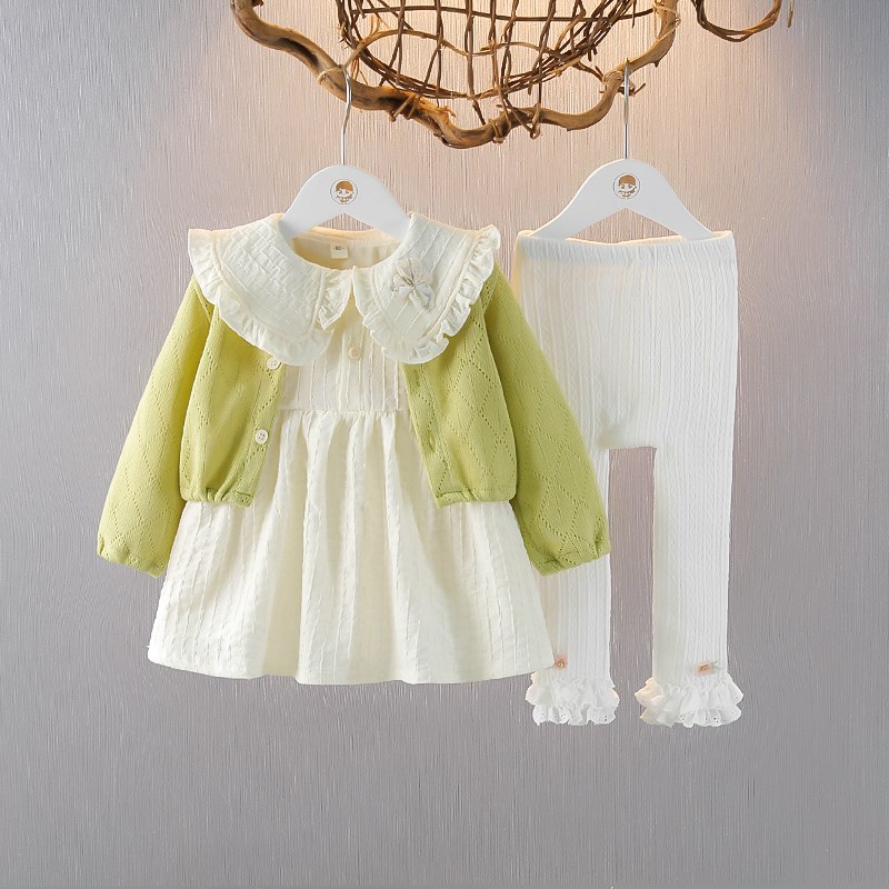洋气女童套装秋装时髦婴儿童装礼服公主外出服女宝宝春秋季三件套