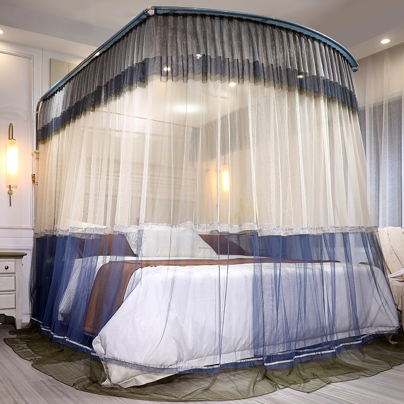 高档可伸缩蚊帐U型三开门全金属支架1.5/1.8公主风网红2米蚊帐子