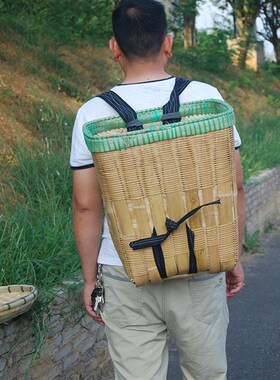 农家人手工编织竹筐 大背篼箩 箩筐 家用收纳筐  竹篮  采摘 菜筐