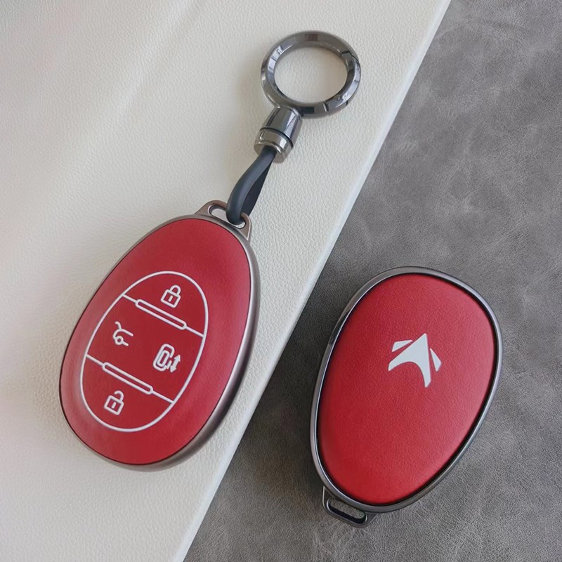 适用2023款极狐考拉钥匙套翻毛皮新款极狐考拉汽车钥匙保护包扣壳