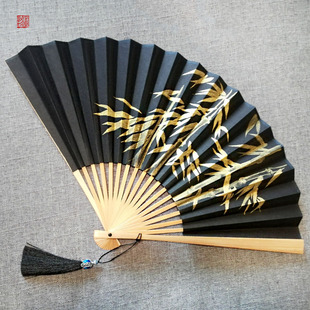 将进酒周边沈兰舟cos服配中国古风手绘折扇定制黑金汉服文创礼品