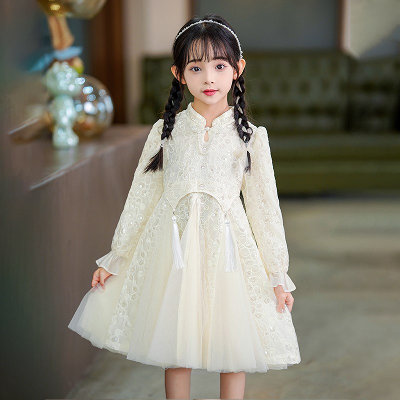 女童秋装连衣裙儿童新中式旗袍裙子小女孩洋气公主裙女宝早秋生日