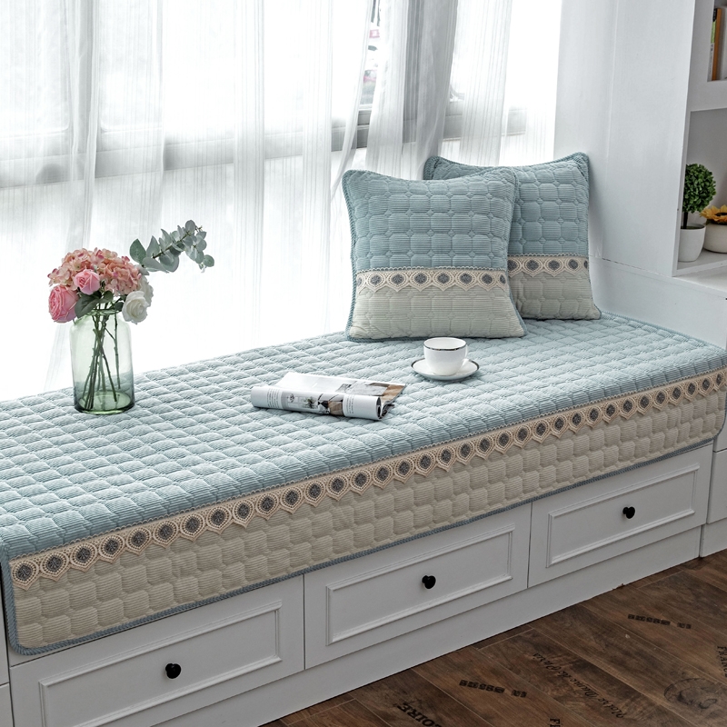 定制飘窗垫灯芯绒花边四季通用防滑窗台垫榻榻米客厅阳台垫卧简约