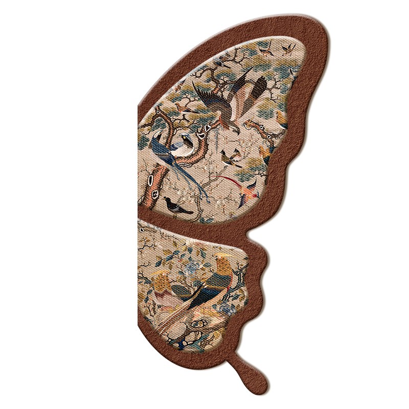 法式复古玄关装饰画蝴蝶带灯中古风走廊尽头高级感挂画新中式壁画