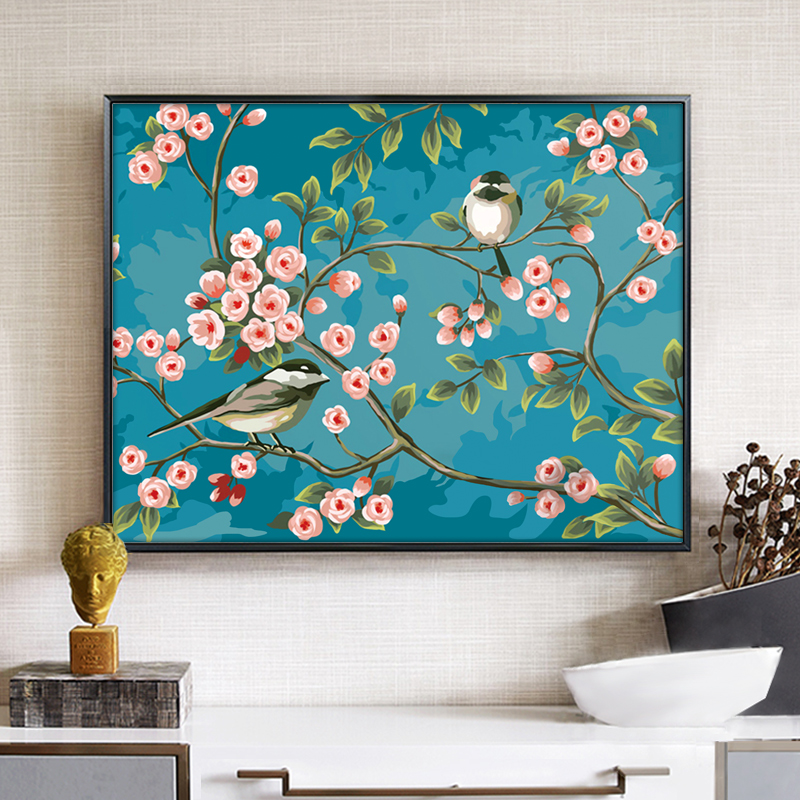 珠绣十字绣全珠子绣喜上眉梢喜鹊登枝花草卧室中国风串珠绣彩珠绣