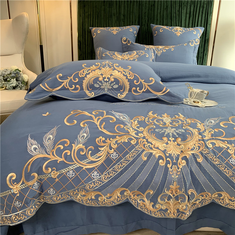 秋冬加厚全棉磨毛四件套纯棉欧式绣花高档结婚庆被单被套2020新品