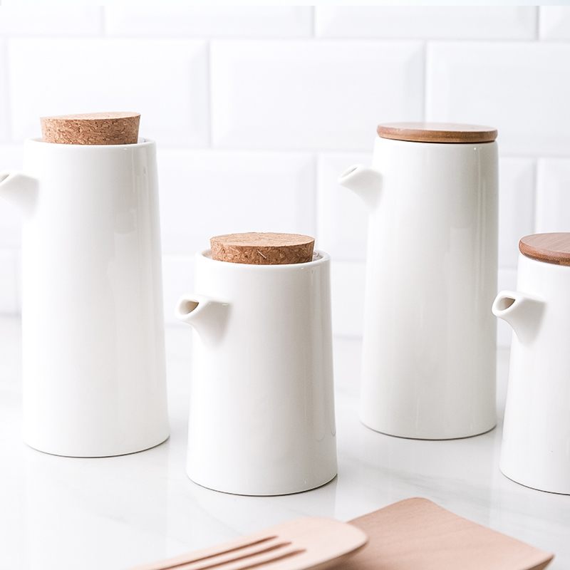 简约厨房白色调料壶陶瓷酱油壶醋瓶日式酱油瓶调味壶套装调料瓶