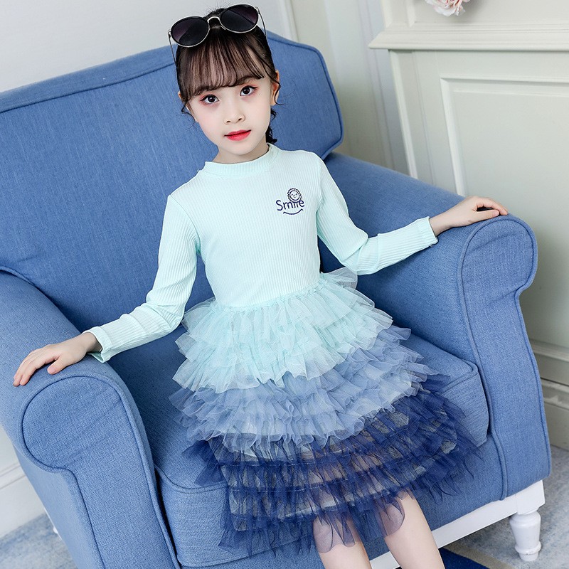 儿童连衣裙2021秋冬装季新款女童长袖加绒蓬蓬纱公主裙女孩蛋糕裙