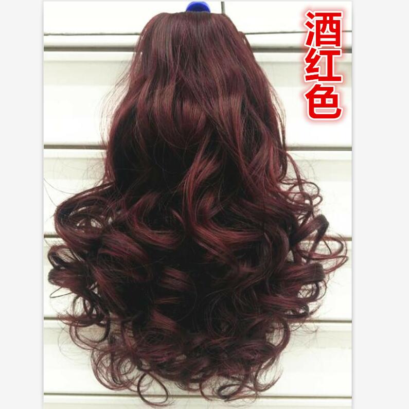 假马尾自然卷 烫发式假发马尾 短款卷马尾 绑带式短马尾 接发片