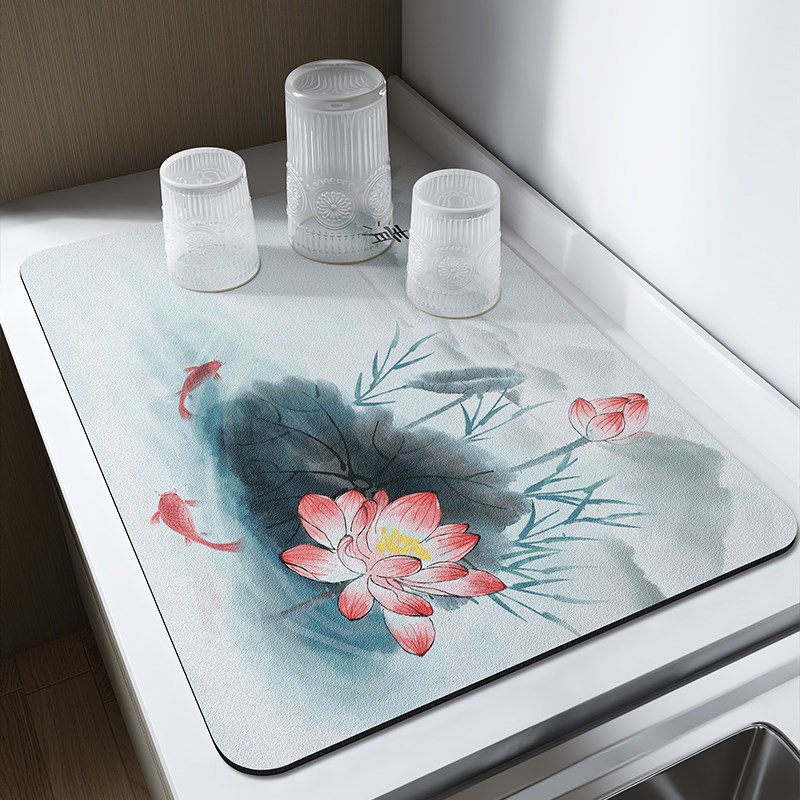厨房台面沥水垫子吧台杯子碗盘干燥垫酒吧茶台吸水杯垫免洗隔热垫