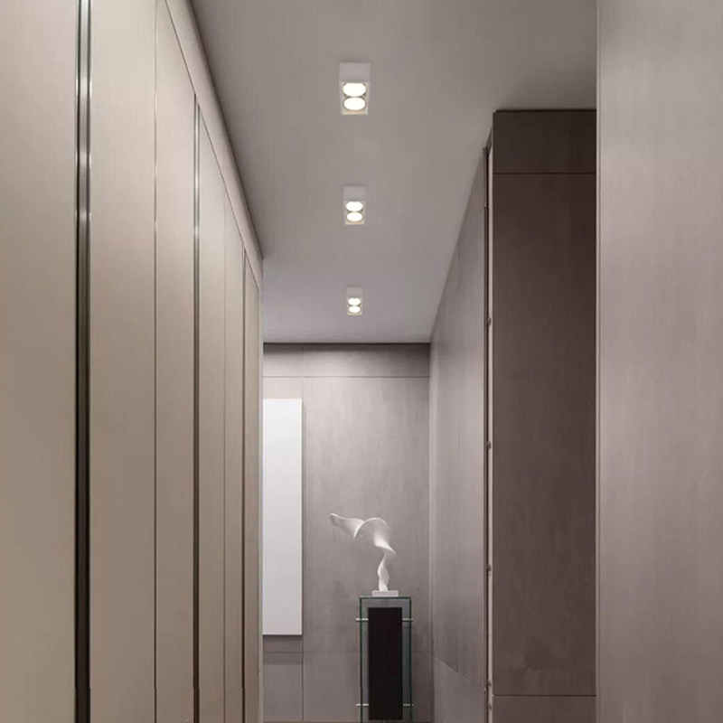 极简客厅无主灯照明方形盒子灯斗胆灯led格栅灯吸顶射灯明装筒灯