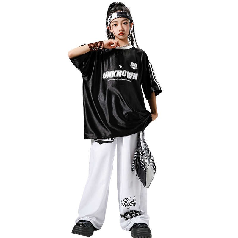 儿童街舞服男童潮酷反光T恤hiphop舞台架子鼓服女童走秀表演服装