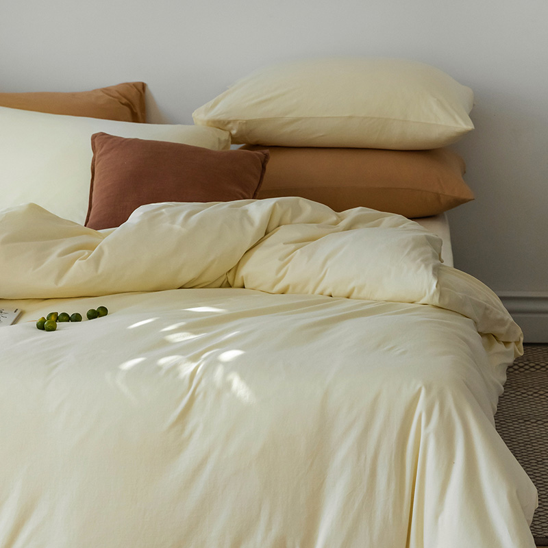 forhome复古焦糖色床品四件套纯棉针织棉亲肤裸睡全棉被套床单