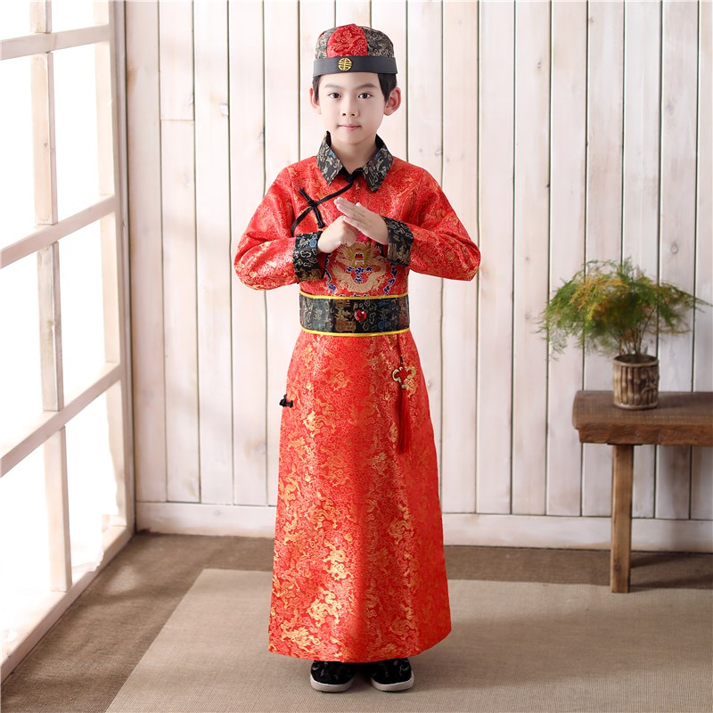 儿童古装男童清朝服装太子皇帝阿哥贝勒少爷服满族古代大臣演出服