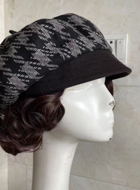 新款时尚假发一体女超短卷发假发逼真自然帽子带头发秋冬帽子发套