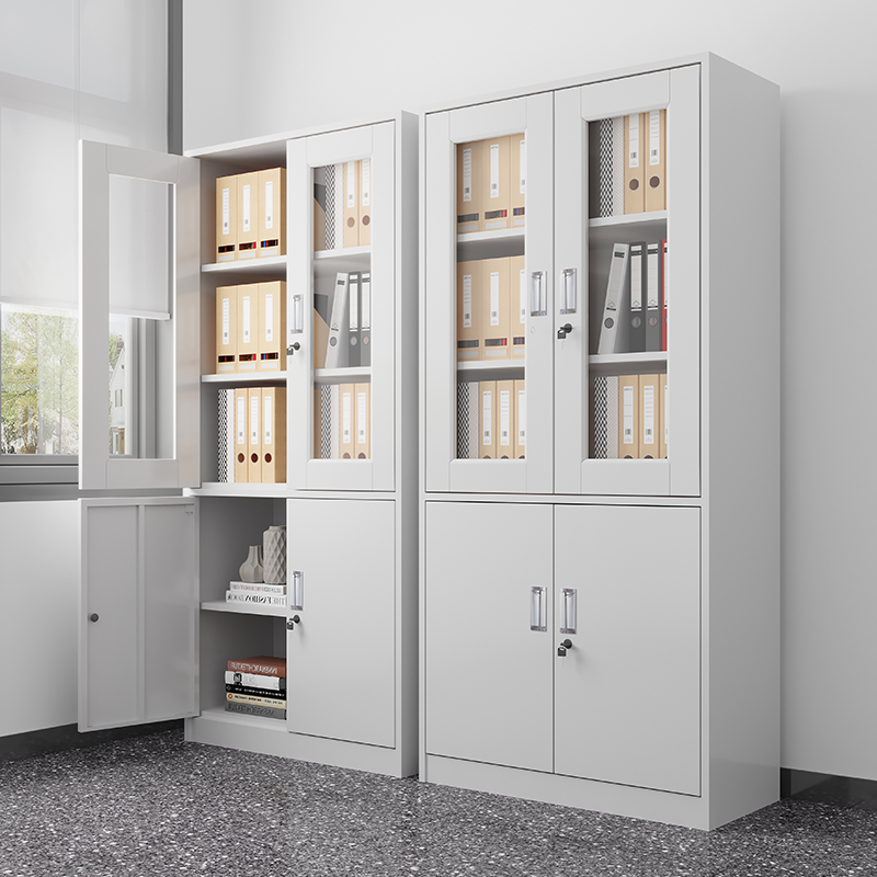 办公室文件柜铁皮柜钢制办公柜资料柜档案柜凭证柜玻璃储物柜带锁