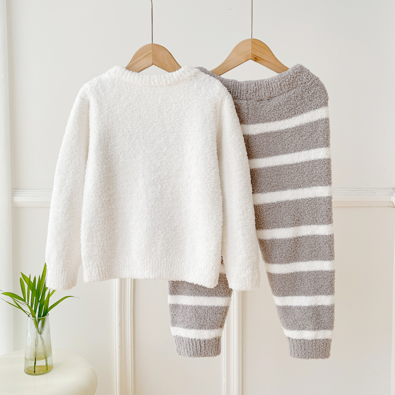 秋冬半边绒儿童睡衣套装亲子男女童宝宝珊瑚绒家居服法兰绒软绵绵