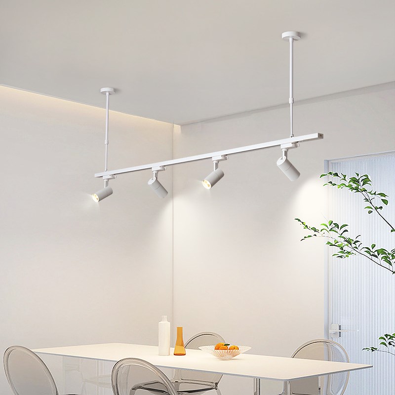 明装轨道调节伸缩吊杆射灯餐厅服装店水果店铺商用吸顶LED导轨灯