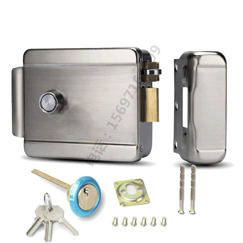 拉丝电控锁智能锁门禁锁电磁锁1073锁小区单元门锁楼宇电锁12v锁