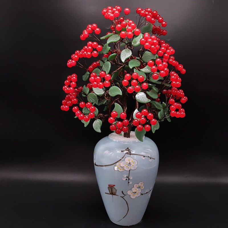 天然水晶发财树红玉髓招财客厅酒柜玄关装饰公司开业乔迁新婚送礼